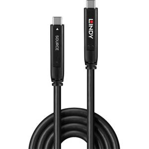 Lindy Активен кабел USB-C 3.2 Gen2, C - C, DisplayPort DP 1.4 Хибриден кабел, видеоподдръжка 4K30Hz, M/M, 10 м, черен 43333 (43333)