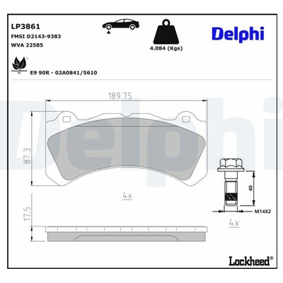 Sada brzdových platničiek kotúčovej brzdy DELPHI LP3861