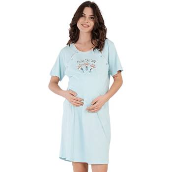 Светло тюркоазена нощница за кърмачки с цветенца