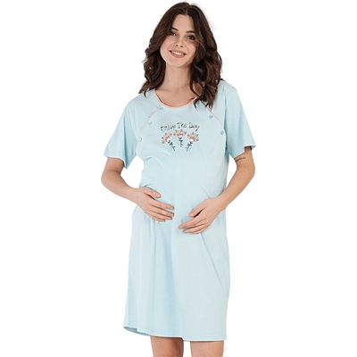 Светло тюркоазена нощница за кърмачки с цветенца