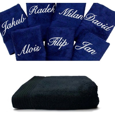 Zelenáčky osuška s výšivkou jména na přání bavlna 70 x 140 cm černá
