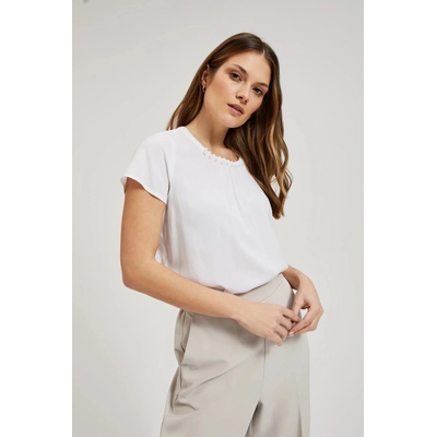 Moodo Бяла риза с декорация с мъниста на деколтето Moodo Moodo | Byal | ЖЕНИ | XS