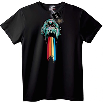 NOONEBRAND Тениска Виещо Дъгово Лице - L, Black