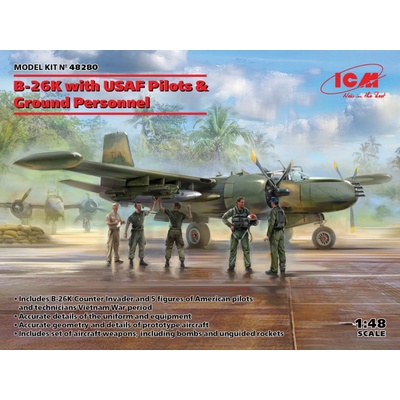 ICM Douglas B 26K w/ USAF Pilots & Ground Personnel 1:48