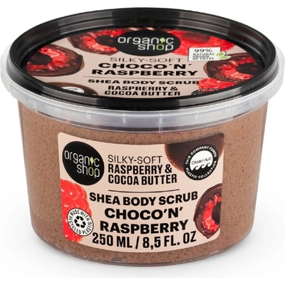 Organic Shop Shea Body Scrub Choco'n' Raspberry Silky Soft 250 ml