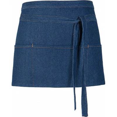 Link Kitchen Wear Džínová koktejlová gastro zástěra se třEma kapsama modrý denim X991