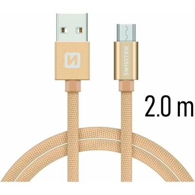 Swissten 71522304 USB / Micro USB, textile, 2m, zlatý