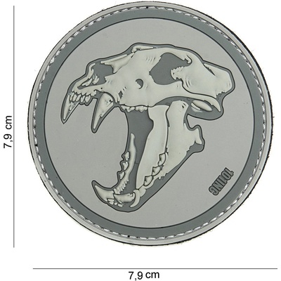 Gumová nášivka 101 Inc Sabertooth Tiger - sivá