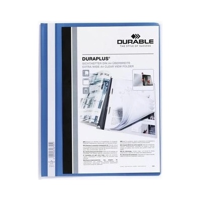 Rýchloviazač, A4, široký, priehľadné vrecko, DURABLE "DURAPLUS®", modrá