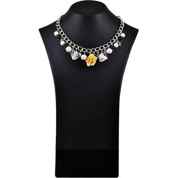 Dannyra Колие с крем цвят на роза, седеф, перли, посребрени елементи Chain-cream rose Dannyra Jewels