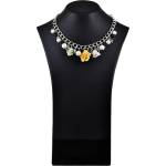 Dannyra Колие с крем цвят на роза, седеф, перли, посребрени елементи Chain-cream rose Dannyra Jewels