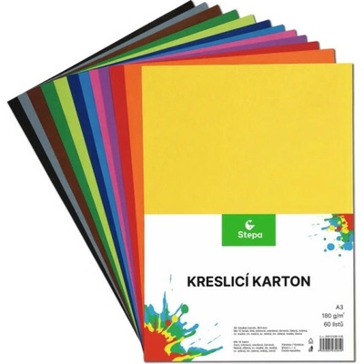 Barevný karton - A3 / 180 g / 60 listů / barevný mix