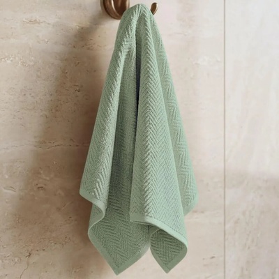 Knitva ručník rybí kost 50 x 100 cm olivový