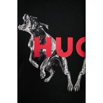 HUGO BOSS Памучен суичър hugo в черно с качулка с принт 50530580 (50530580)