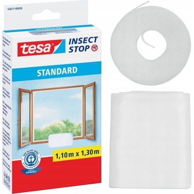 Tesa Sieťka na okno, proti hmyzu, suchý zips, 1,1 x 1,3 m, , biela