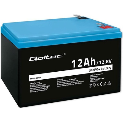 Qoltec 53701 LiFePO4 12,8 V 12 Ah 153,6 Wh BMS