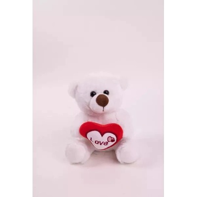 QX Плюшено мече със сърце - 15 см, бяло (810475)