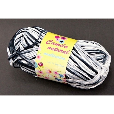 Priadza Camila natural multicolor - čierna šedá biela - číslo farby 9017