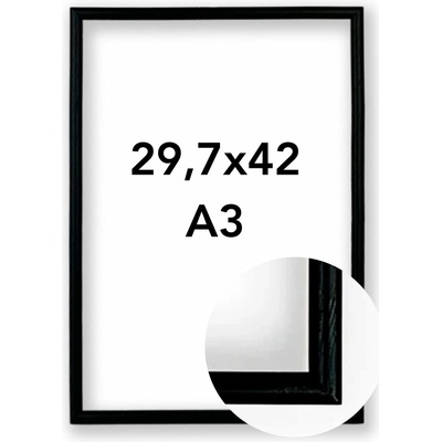 Fotorámeček Vídeň Rozměr: A3 - 29,7 x 42 cm, Barva: Černá, Typ zasklení: Plexi