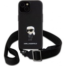 Karl Lagerfeld Saffiano Crossbody Metal Ikonik iPhone 15 Plus, čierne