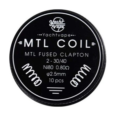 Yachtvape předmotané spirálky MTL Fused Clapton NI80 0,8 ohm 10 ks