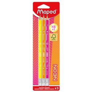 Maped Графитен молив с гума, HB, триъгълен, MAPED "BlackPeps Neon", смесени цветове 853710FC (853710FC)