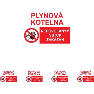 Walteco Plynová kotolňa/Nepovolaným vstup zakázaný, 210x148mm, formát A5, samolepka Množstvo: 5 ks , 20062BP1