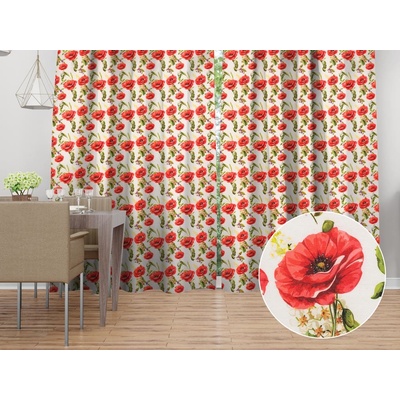 Biante Dekorační závěs PML-101 Vlčí máky na bílém 145x140 cm