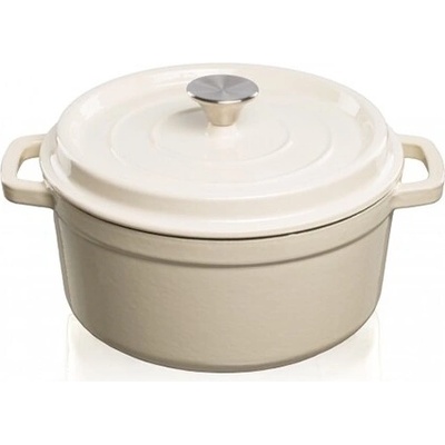 Grand feu Hrnec s víkem litina smalt 3,5l 24 cm bílý-béžový FEUMWHITE