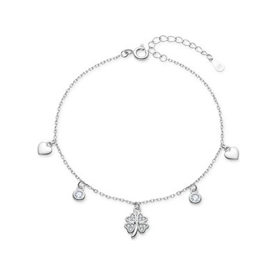 Nubis dámský stříbrný náramek čtyřlístek a srdíčka NB-1226