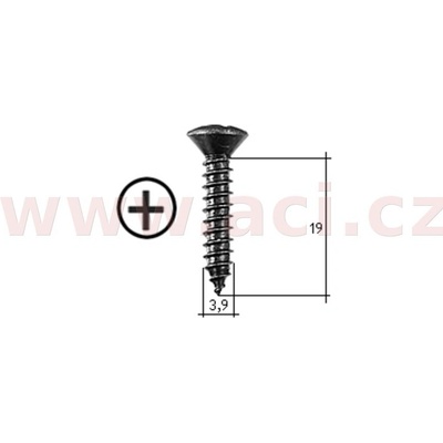 ACI Samořezný křížový vrut černý pozink Fe (sada 20 ks) (3,9 mm, 19 mm)