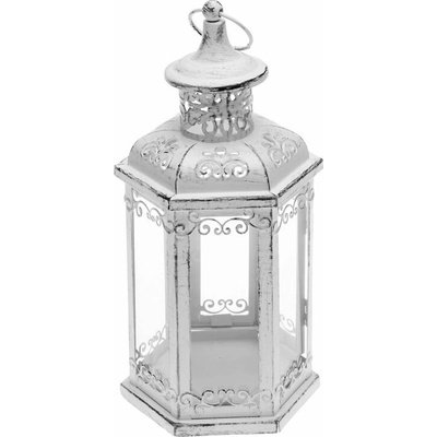 SEIZIS Lucerna hexagon, kov, 25 cm, bílá