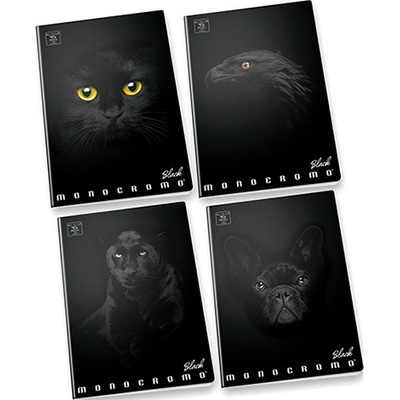 Patria Пигна: Monocromo Black тетрадка на линии - A4, 81-38, различни видове (P1111-0386)