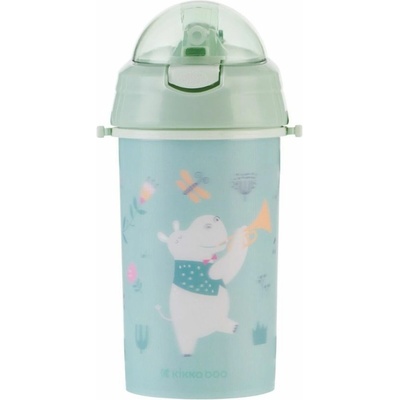 KikkaBoo hrnček so silikon slamkou a popruhom 450ml Music Fest Pink