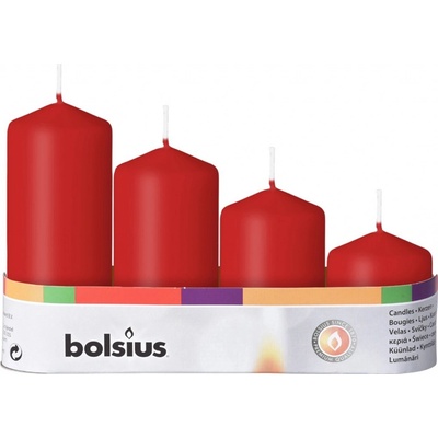 Bolsius Pillar Advent červené 48mm 60/80/100/120 mm 4 ks