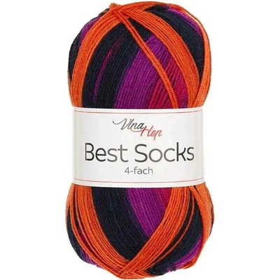 Vlna-Hep Best Socks 4-fach 7721 fuchsie-oranžová-antracit