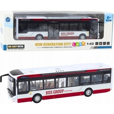 LeanToys Městský autobus kovové zvukové světlo 1:42 červené