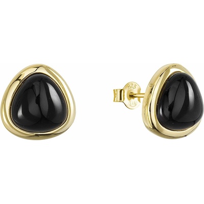 Evolution Group Pozlacené náušnice trojúhelník s onyxem 11728.3