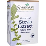 SWANSON Green Leaf Stevia Extract Calorie-Free Sweetener [100 Пакета]