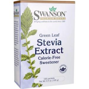 SWANSON Green Leaf Stevia Extract Calorie-Free Sweetener [100 Пакета]