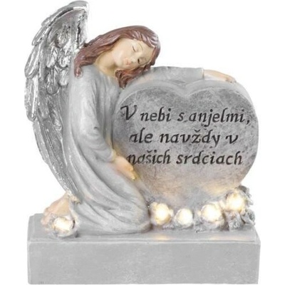 Dekorácia na hrob Anjel so srdcom LED 17,5 cm