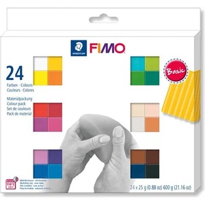 FIMO Глина, комплект, 24x25g, горима, "Soft Basic", 24 различни цвята (FM8023C241) (FM8023C241)