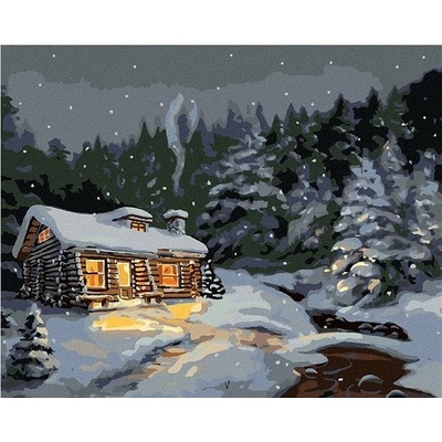 zuty Malování Podle Čísel Zasněžený Srub Za Noci D. Rusty Rust 40 x 50 Cm Plátno Rám