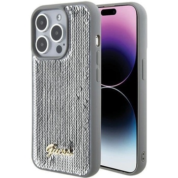 GUESS Кейс Guess Sequin Script Metal за iPhone 15 Pro Max, сребрист (3666339173180)