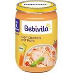 Bebevita Био пюре Bebivita - Зеленчуци с ориз и пуешко месо, 220 g (15609)