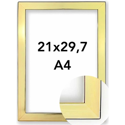 Fotorámeček Modena Rozměr: A4 - 21 x 29,7 cm, Barva: Zlatá, Typ zasklení: Sklo