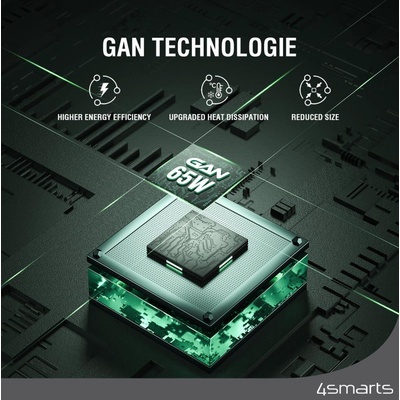 4smarts Разклонител с 2 изхода и вградени 2хUSB-C и 2хUSB-A изхода за мобилни устройства - 4Smarts USB-C GaN 65W Desk Power Strip Hub (бял) (540559)