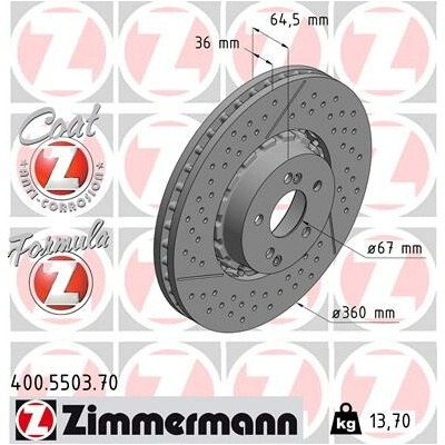 Brzdový kotúč ZIMMERMANN 400.5503.70 (400550370)