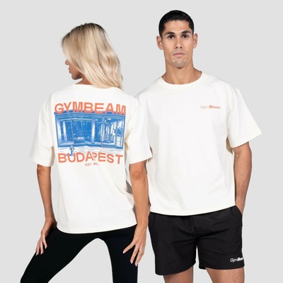 GymBeam tričko Boxy Athletic Society Cream