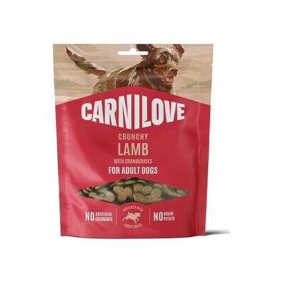 CARNILOVE Dog Crunchy Snack Lamb chrumkavé maškrty s jahňacím mäsom a brusnicami pre dospelých psov 200 g